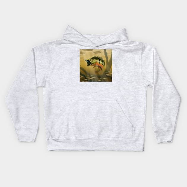 Peacock Bass Large Kids Hoodie by PeggyNovak